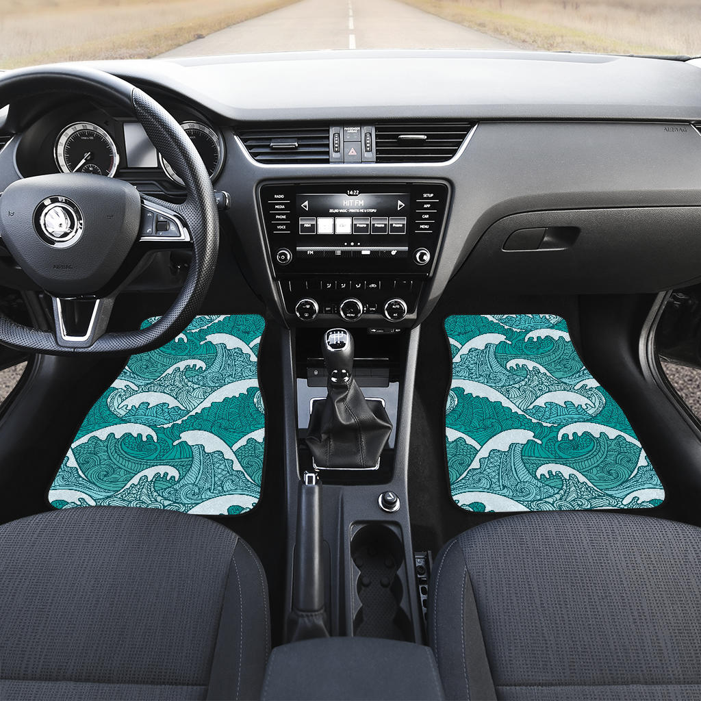 Surfing Wave Pattern Print Front And Back Car Floor Mats/ Front Car Mat