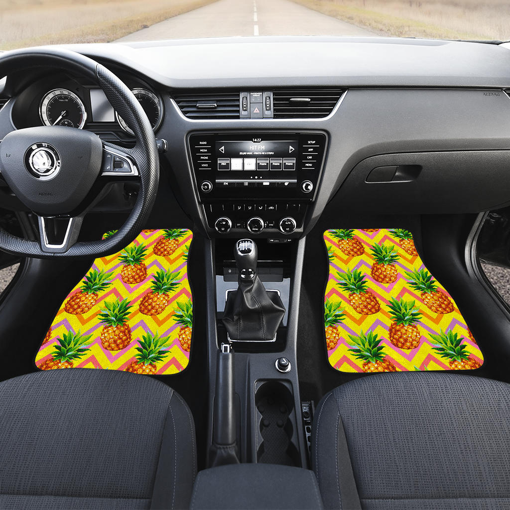 Pastel Zig Zag Pineapple Pattern Print Front And Back Car Floor Mats/ Front Car Mat
