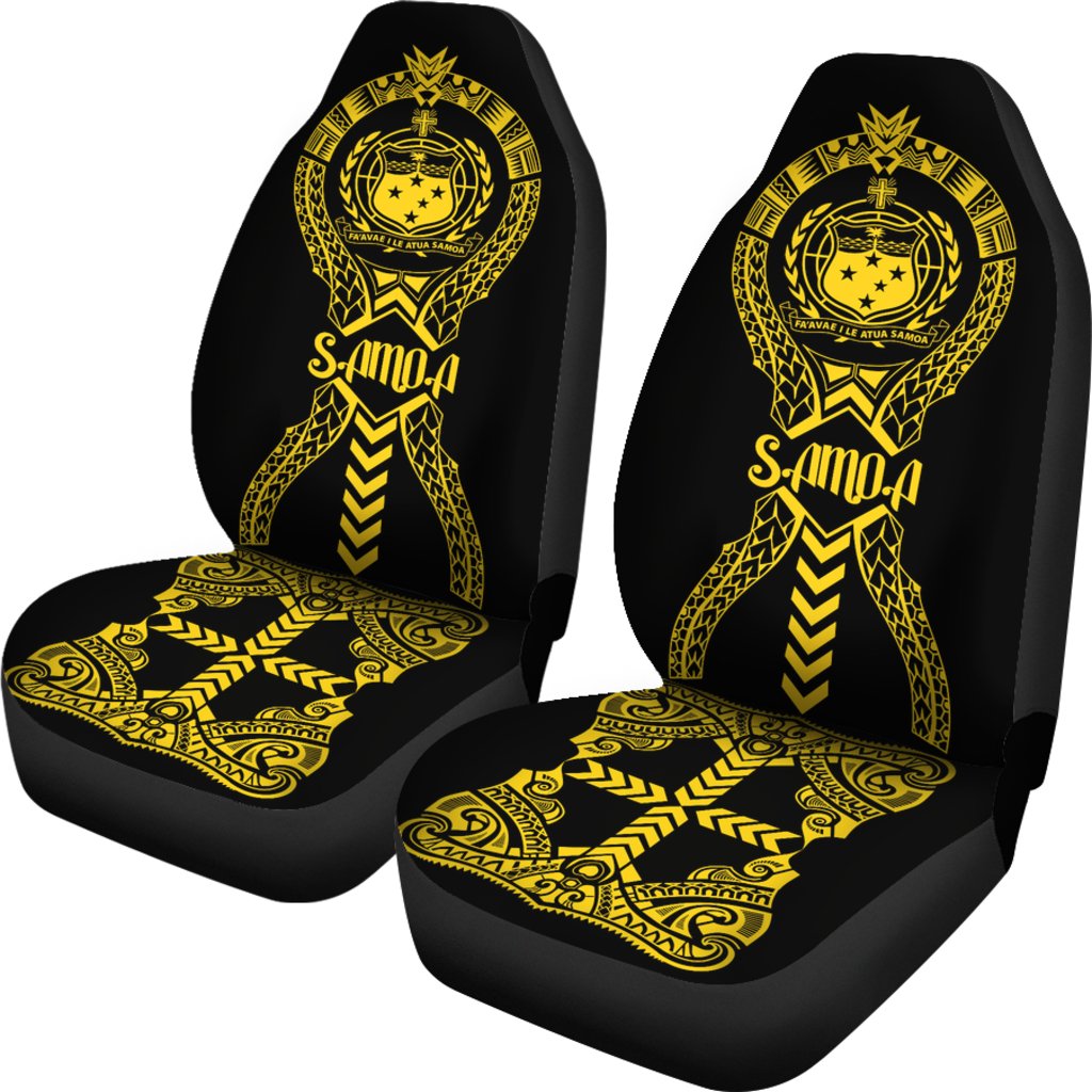 Samoa Car Seat Covers Samoa Coat Of Arms Polynesian Tribal Yellow