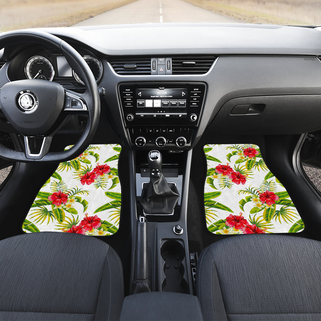 Aloha Hibiscus Tropical Pattern Print Front And Back Car Floor Mats/ Front Car Mat