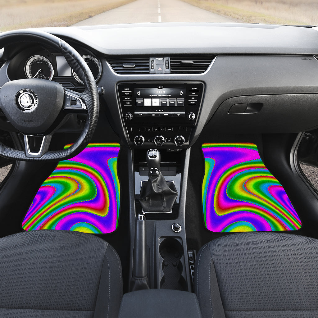 Abstract Neon Trippy Print Front And Back Car Floor Mats/ Front Car Mat