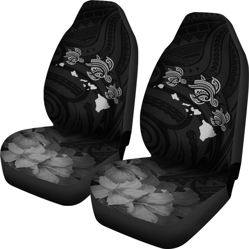 Hawaii Hibiscus Map Polynesian Ancient Gray Turtle Car Set Covers