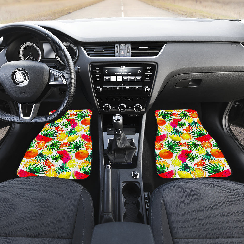 Tropical Fruit Leaf Pattern Print Front And Back Car Floor Mats/ Front Car Mat