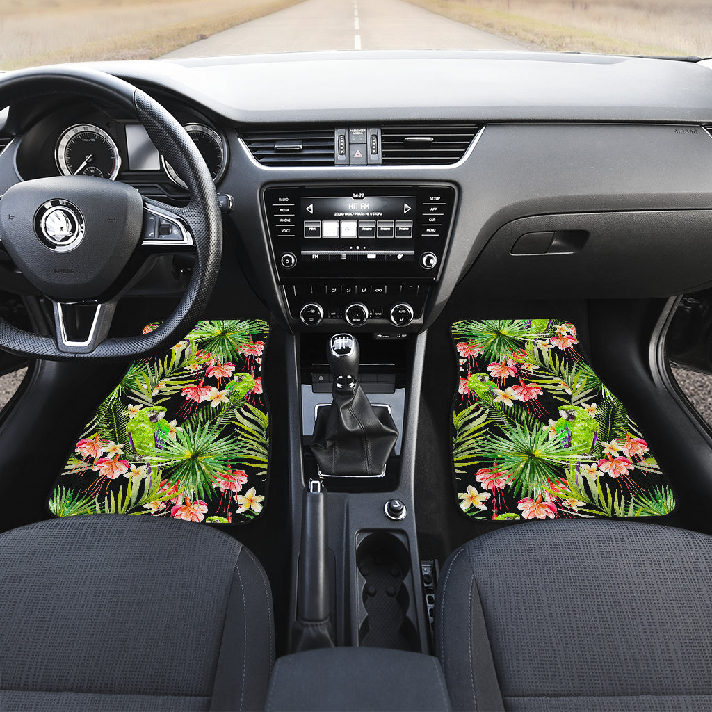 Tropical Hawaiian Parrot Pattern Print Front And Back Car Floor Mats/ Front Car Mat