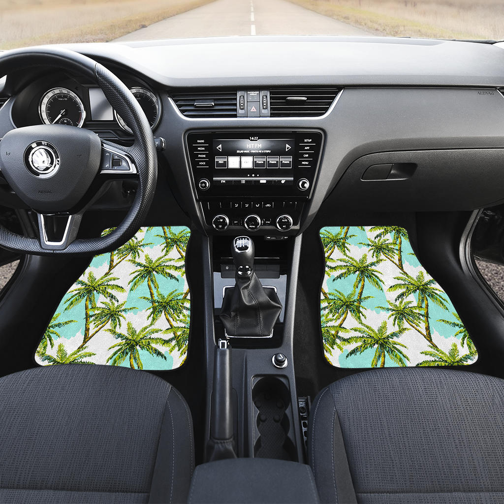 Palm Tree Tropical Pattern Print Front And Back Car Floor Mats/ Front Car Mat