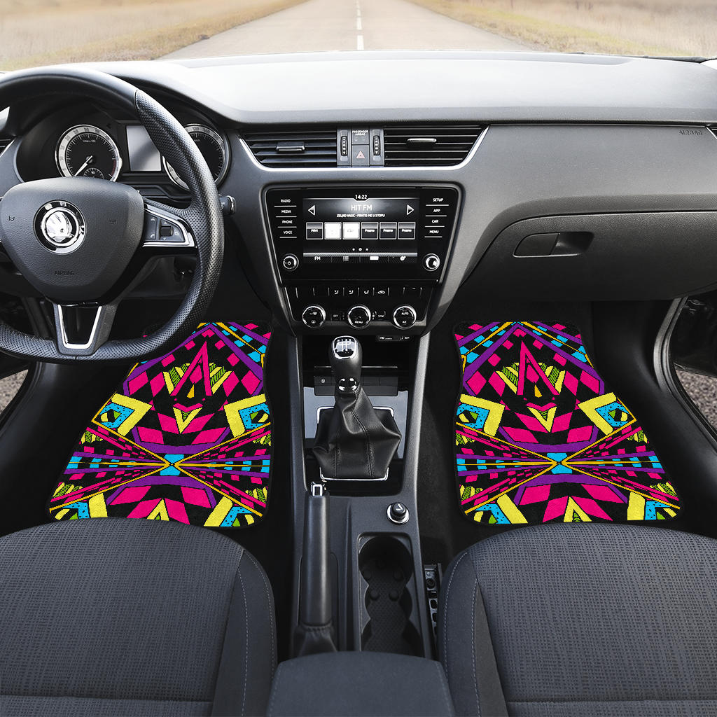 Psychedelic Ethnic Trippy Print Front And Back Car Floor Mats/ Front Car Mat