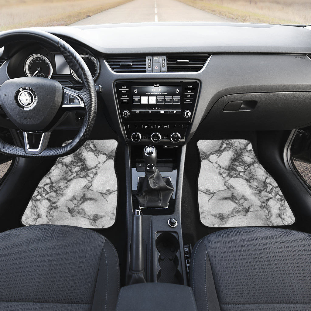 White Dark Grey Marble Print Front And Back Car Floor Mats/ Front Car Mat