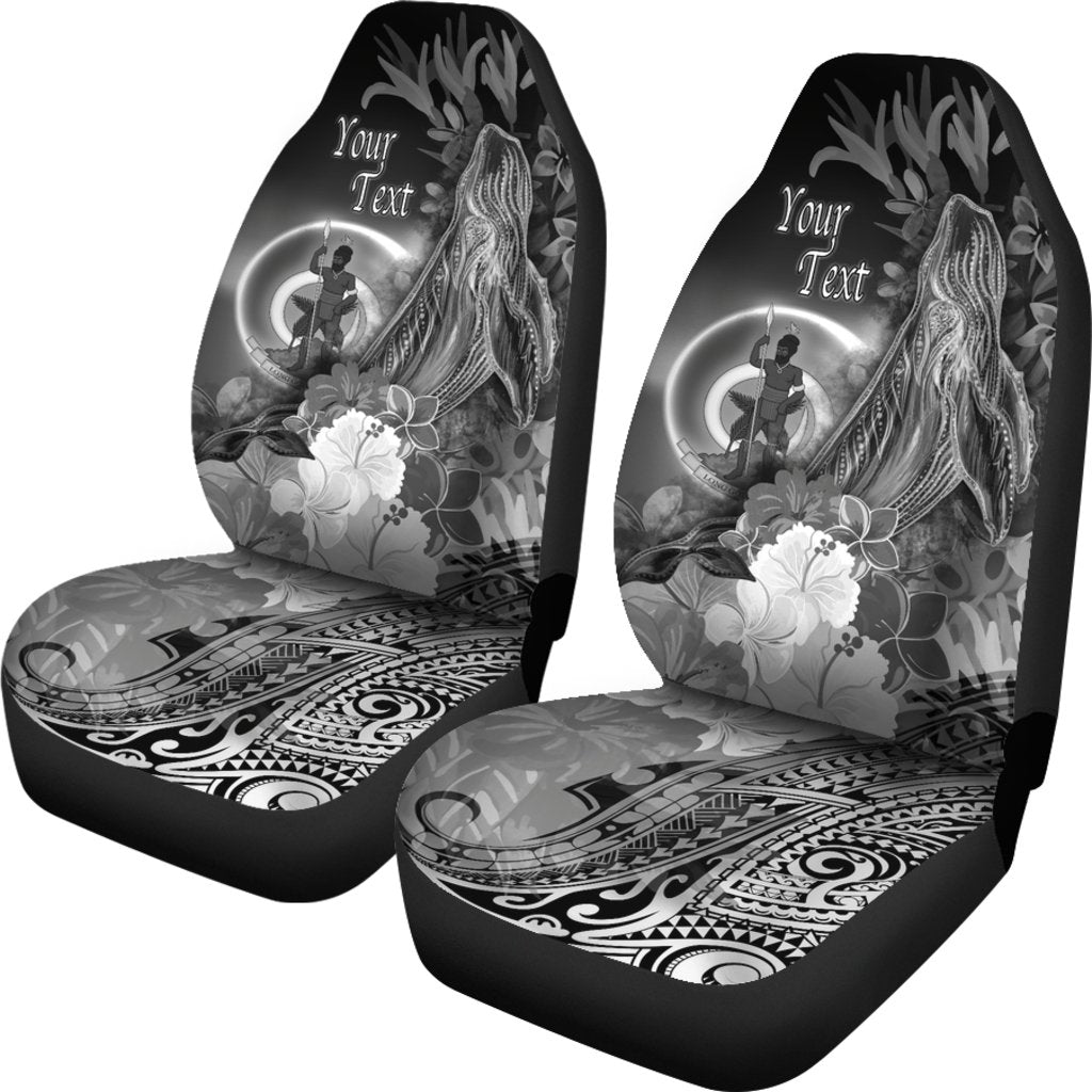 Vanuatu Personalised Car Seat Convers Humpback Whale with Tropical Flowers (White)