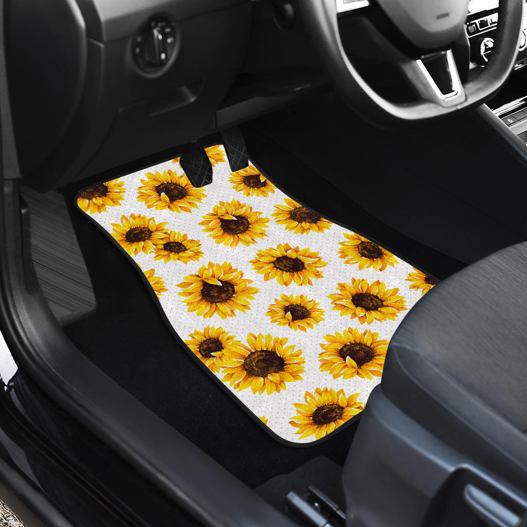 Sunflower Polka Dot Pattern Print Front And Back Car Floor Mats/ Front Car Mat