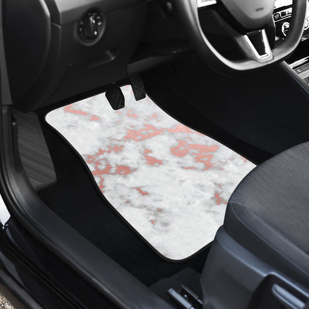 White Rose Gold Marble Print Front And Back Car Floor Mats/ Front Car Mat