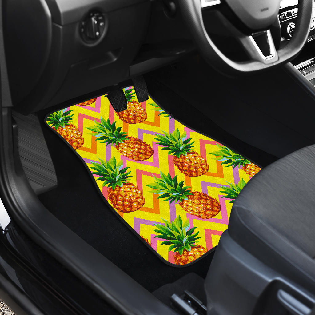 Pastel Zig Zag Pineapple Pattern Print Front And Back Car Floor Mats/ Front Car Mat