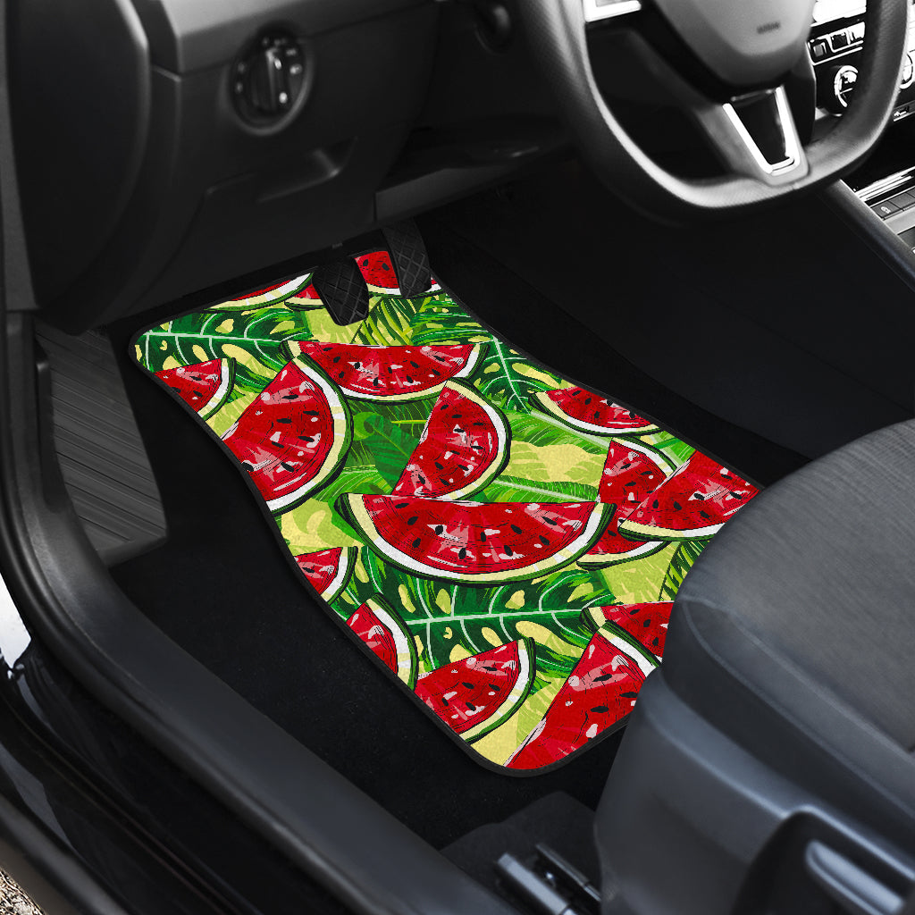 Tropical Leaves Watermelon Pattern Print Front And Back Car Floor Mats/ Front Car Mat