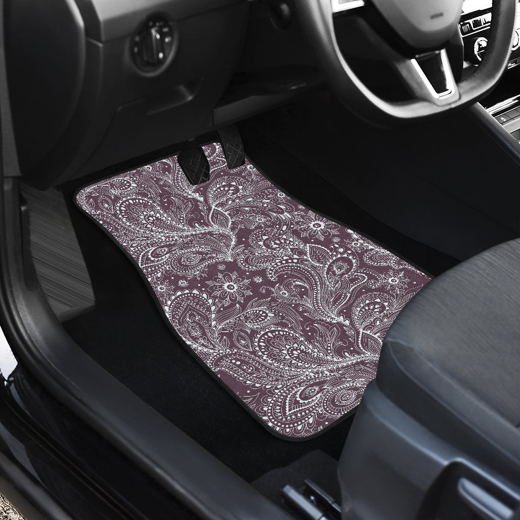 Umber Floral Bohemian Pattern Print Front And Back Car Floor Mats/ Front Car Mat