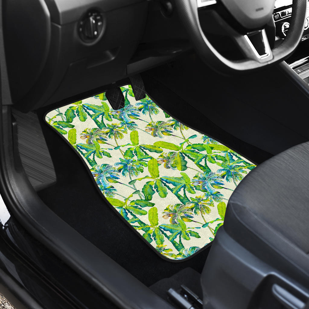 Palm Tree Banana Pattern Print Front And Back Car Floor Mats/ Front Car Mat