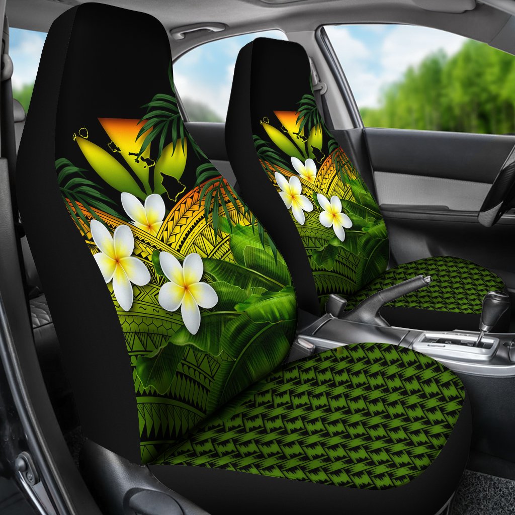 Kanaka Maoli (Hawaiian) Car Seat Covers/ Polynesian Plumeria Banana Leaves Reggae