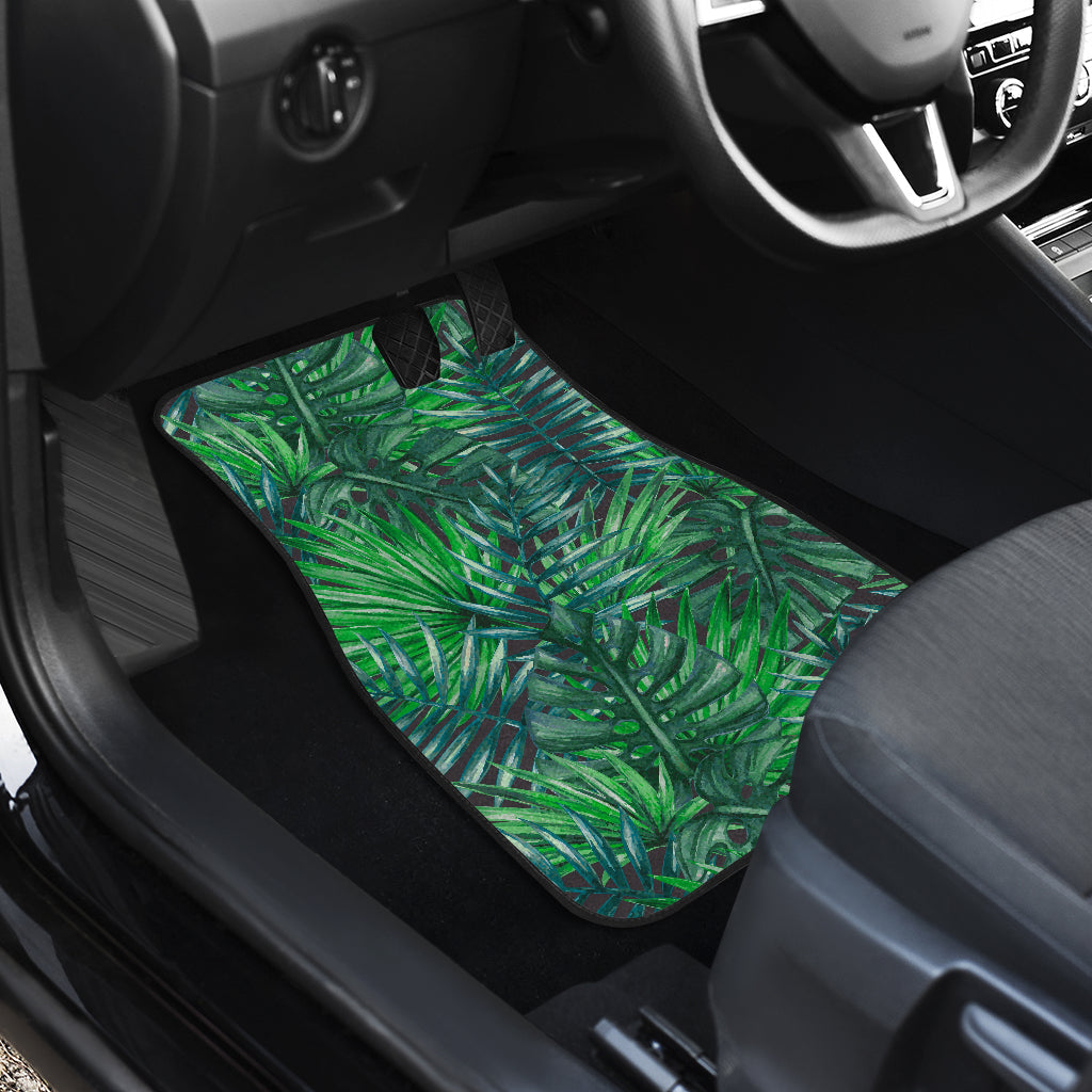 Watercolor Tropical Leaves Pattern Print Front And Back Car Floor Mats/ Front Car Mat