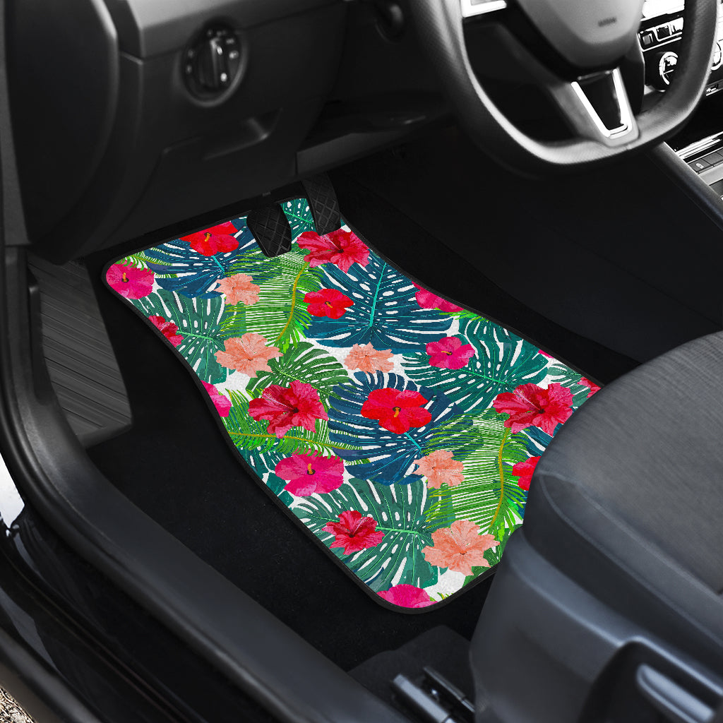 Colorful Hawaii Floral Pattern Print Front And Back Car Floor Mats/ Front Car Mat