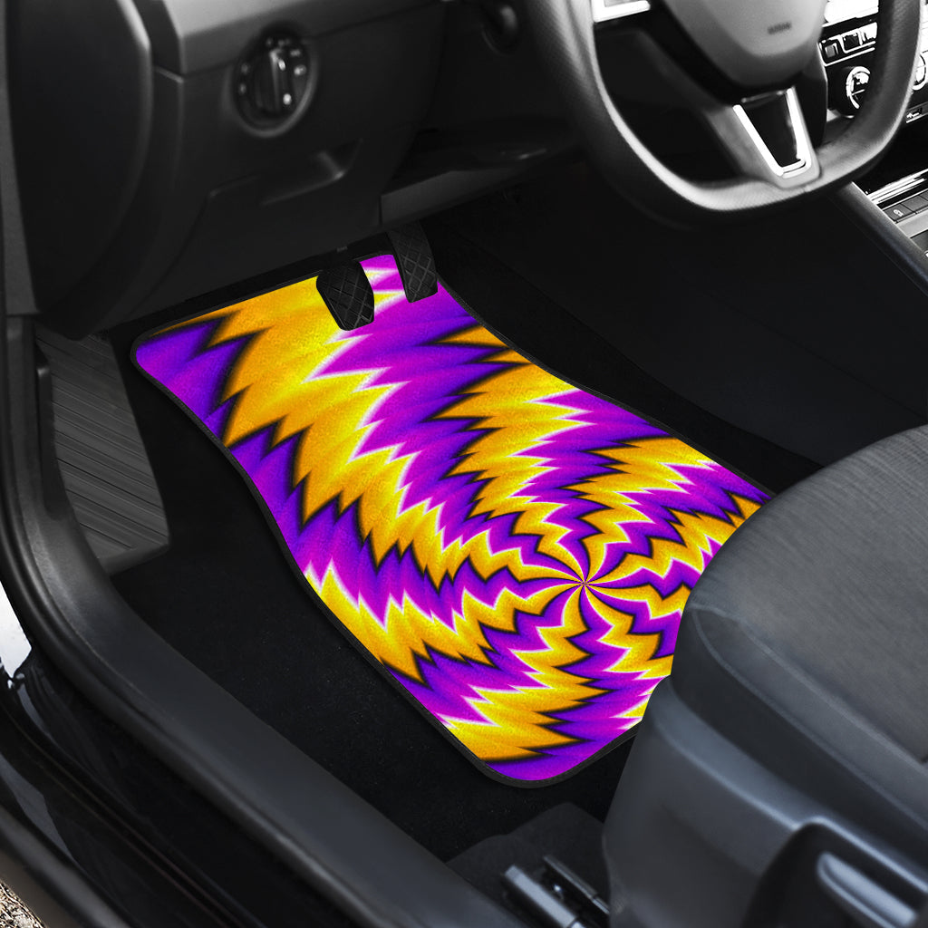 Yellow Vortex Moving Optical Illusion Front And Back Car Floor Mats/ Front Car Mat