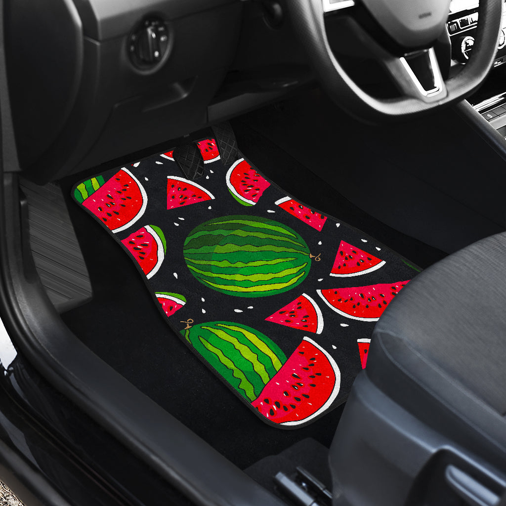 Black Watermelon Pieces Pattern Print Front And Back Car Floor Mats/ Front Car Mat