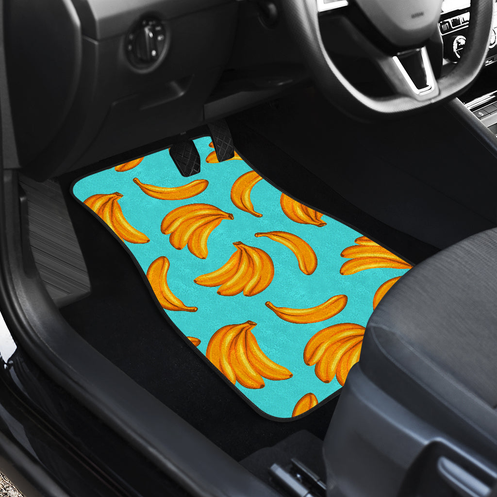 Blue Banana Pattern Print Front And Back Car Floor Mats/ Front Car Mat