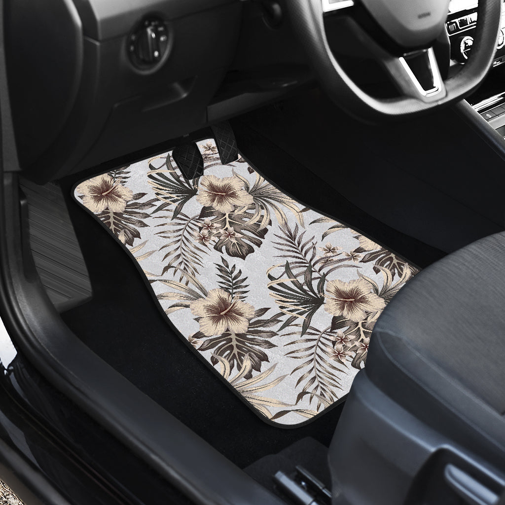 Vintage Hibiscus Plumeria Pattern Print Front And Back Car Floor Mats/ Front Car Mat