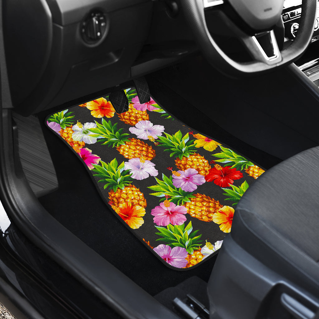 Aloha Hibiscus Pineapple Pattern Print Front And Back Car Floor Mats/ Front Car Mat