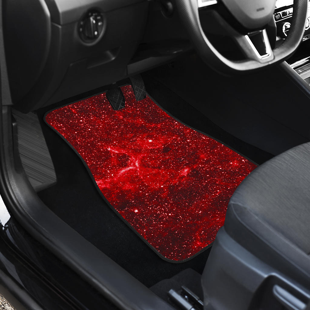 Red Stardust Universe Galaxy Space Print Front And Back Car Floor Mats/ Front Car Mat