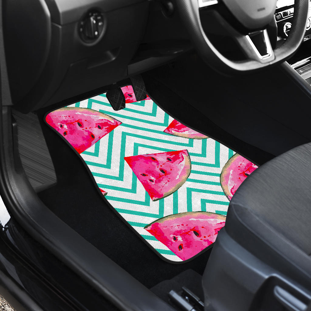 Teal Chevron Watermelon Pattern Print Front And Back Car Floor Mats/ Front Car Mat