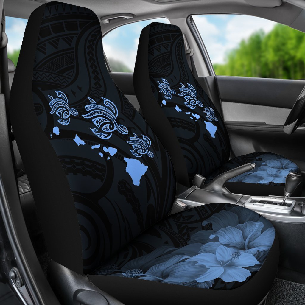 Hawaii Hibiscus Map Polynesian Ancient Blue Turtle Car Set Covers