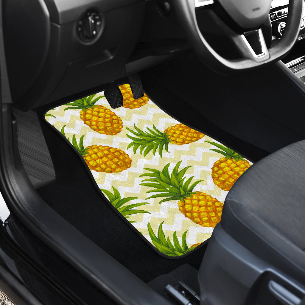 Beige Zig Zag Pineapple Pattern Print Front And Back Car Floor Mats/ Front Car Mat