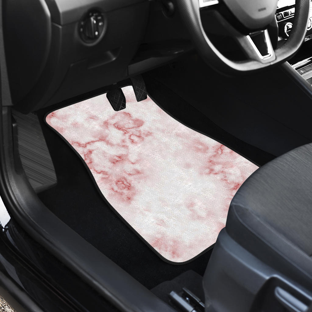 Rose Pink Marble Print Front And Back Car Floor Mats/ Front Car Mat