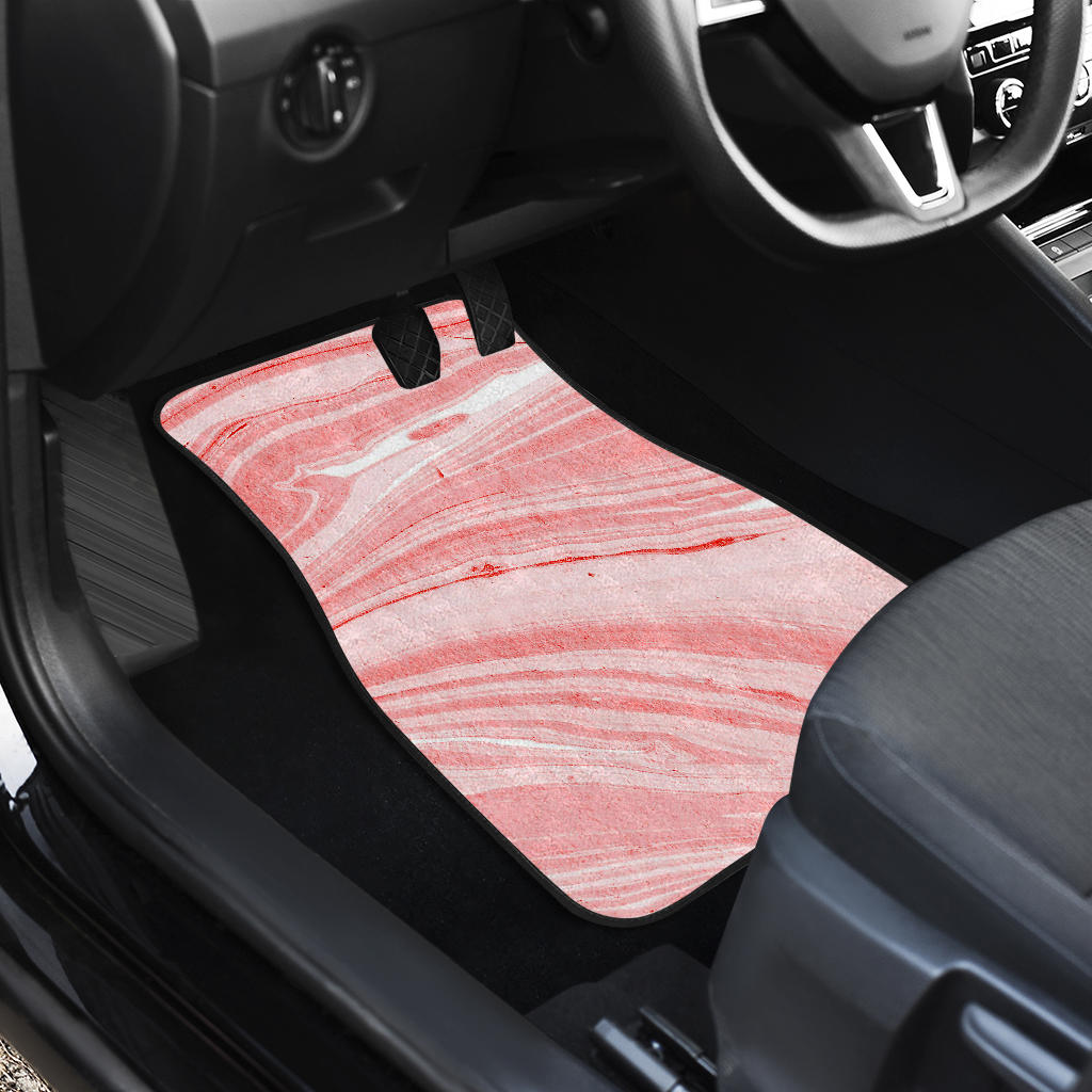 Pink Liquid Marble Print Front And Back Car Floor Mats/ Front Car Mat