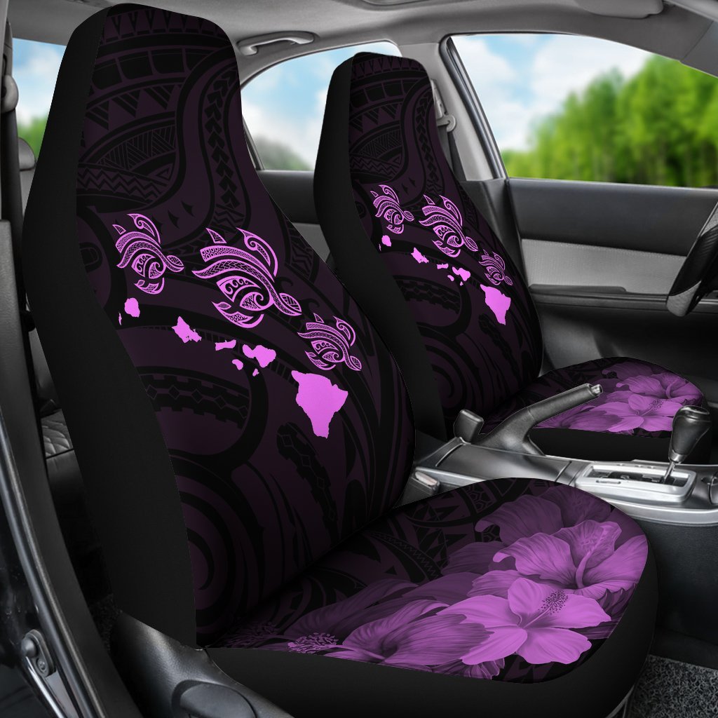Hawaii Hibiscus Map Polynesian Ancient Pink Turtle Car Set Covers