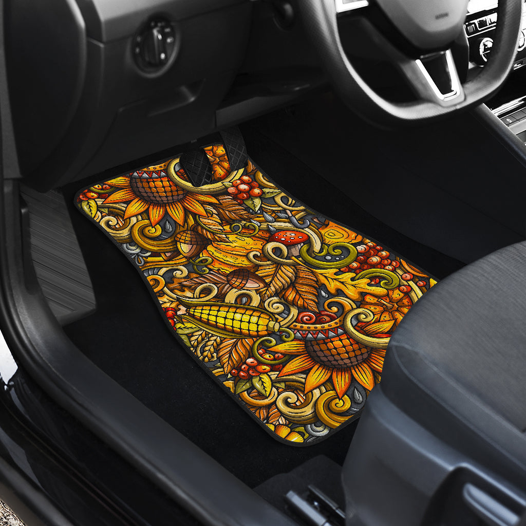 Abstract Sunflower Pattern Print Front And Back Car Floor Mats/ Front Car Mat