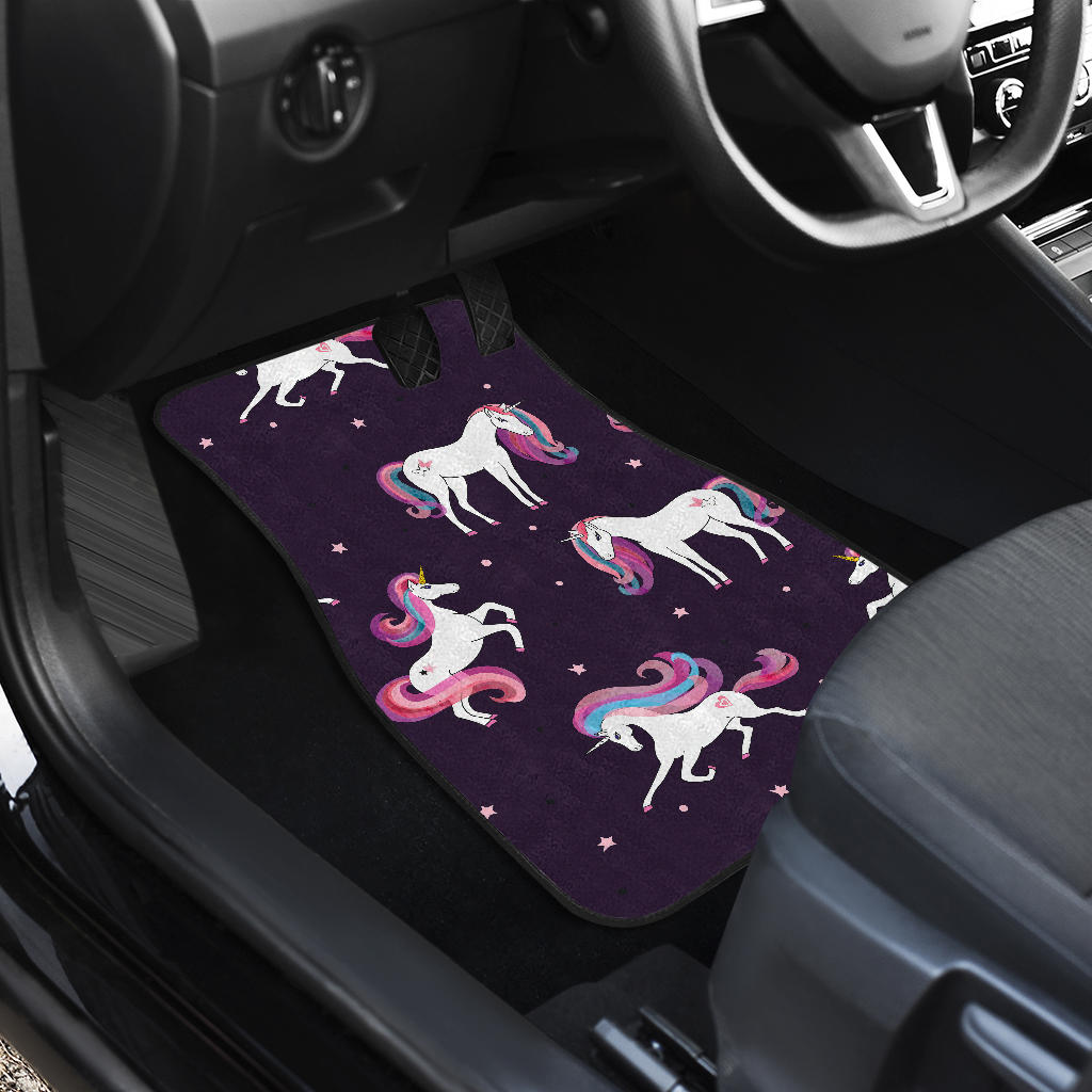 Night Girly Unicorn Pattern Print Front And Back Car Floor Mats/ Front Car Mat