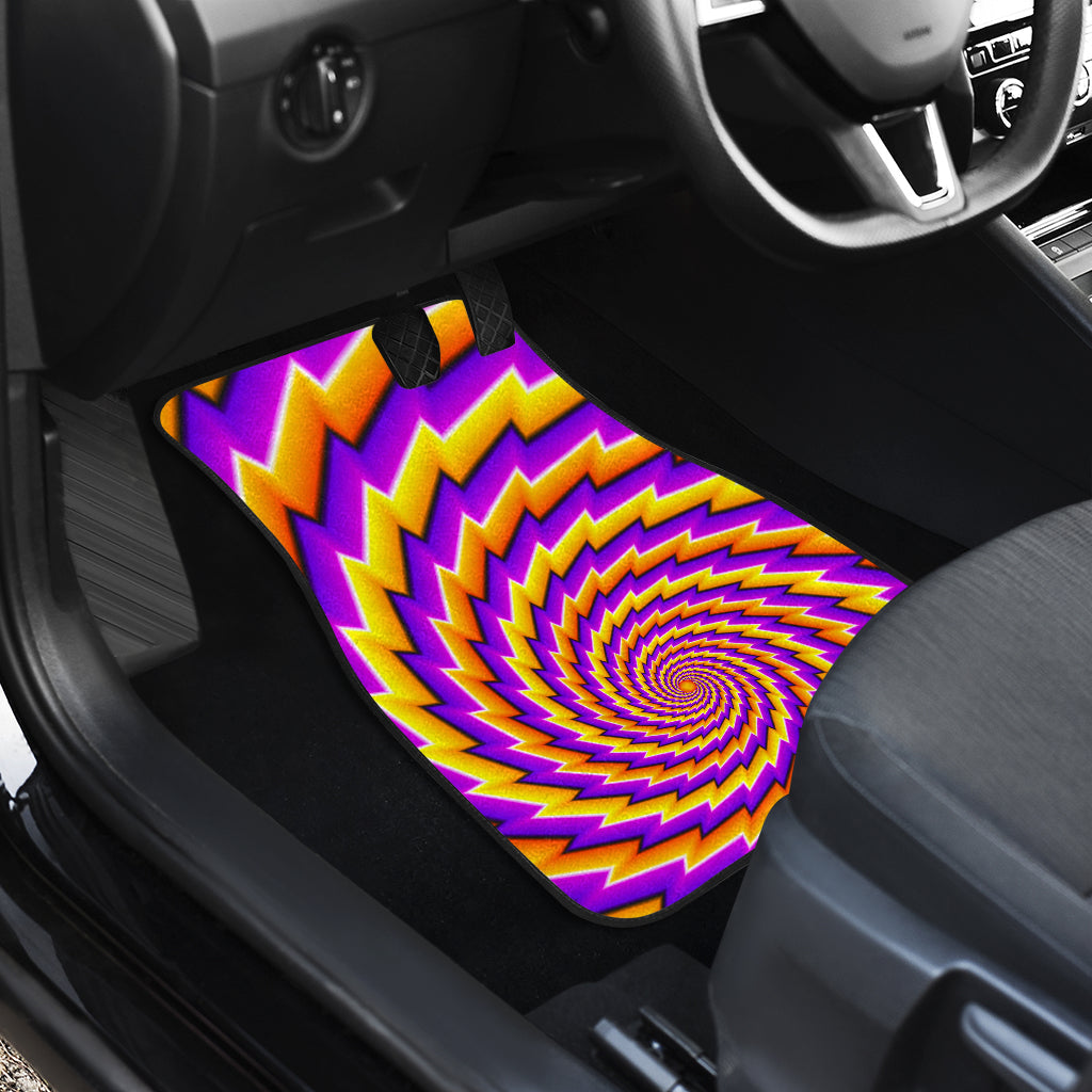 Yellow Twisted Moving Optical Illusion Front And Back Car Floor Mats/ Front Car Mat