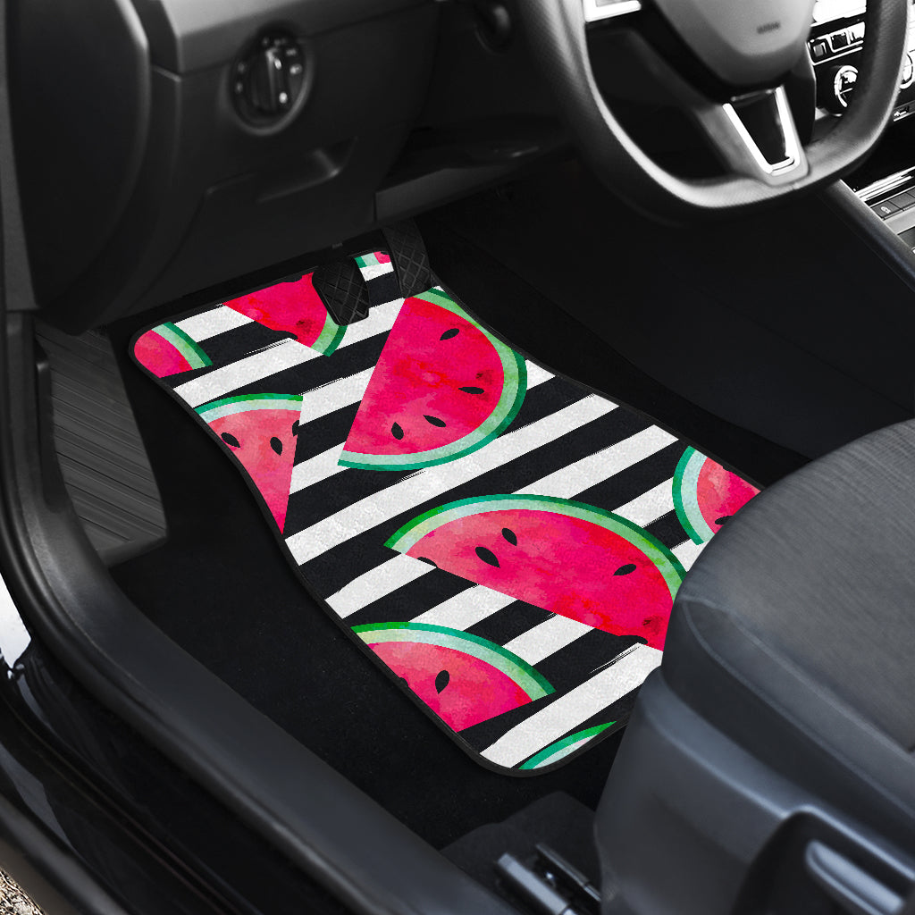 Black Striped Watermelon Pattern Print Front And Back Car Floor Mats/ Front Car Mat