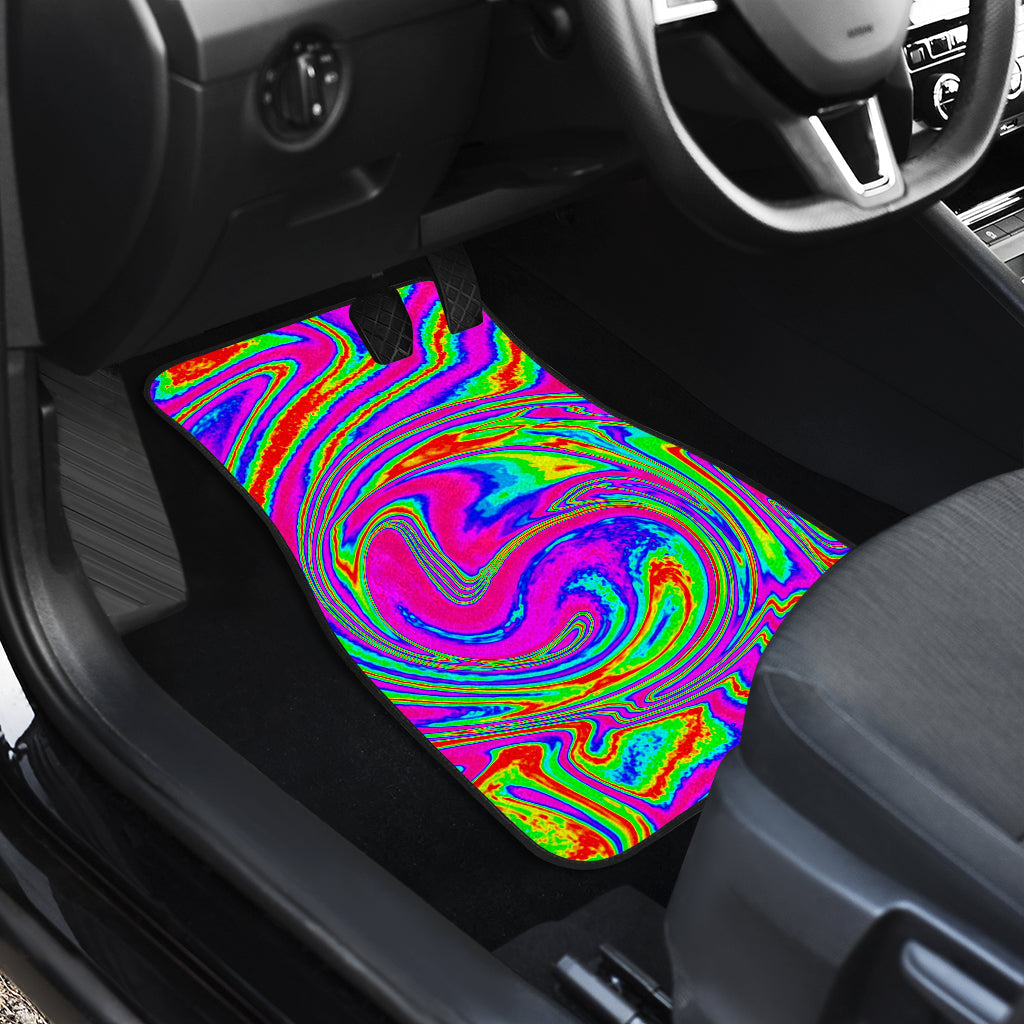 Abstract Psychedelic Liquid Trippy Print Front And Back Car Floor Mats/ Front Car Mat