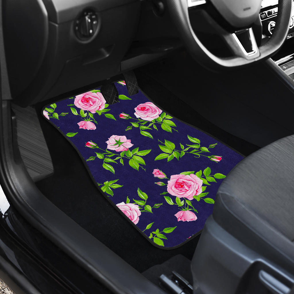 Pink Rose Floral Flower Pattern Print Front And Back Car Floor Mats/ Front Car Mat
