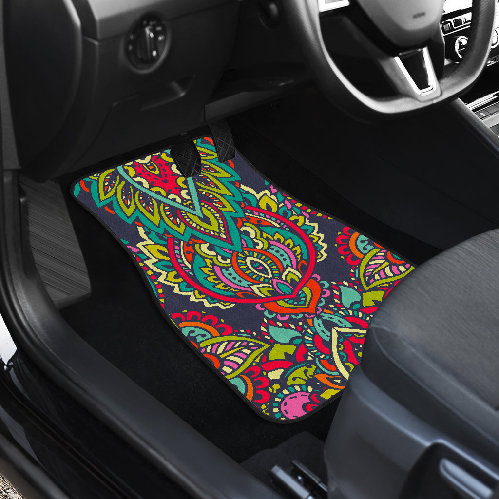 Colorful Floral Mandala Print Front And Back Car Floor Mats/ Front Car Mat