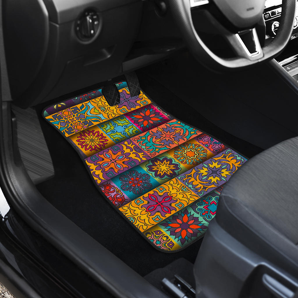 Rectangle Mandala Bohemian Pattern Print Front And Back Car Floor Mats/ Front Car Mat