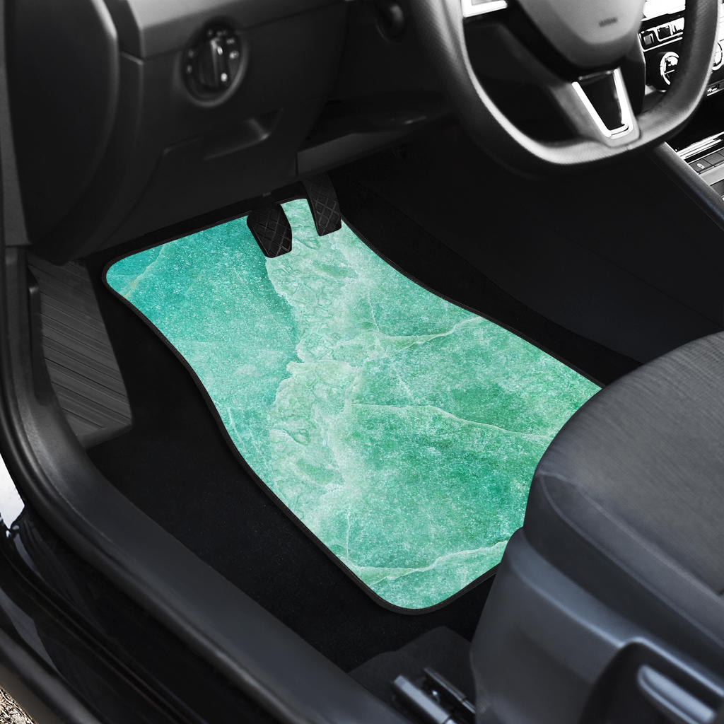 Teal Marble Print Front And Back Car Floor Mats/ Front Car Mat