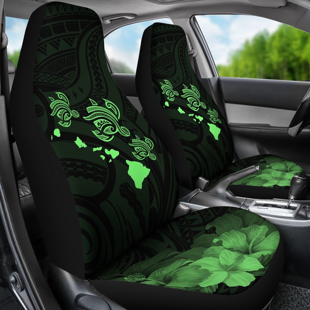 Hawaii Hibiscus Map Polynesian Ancient Green Turtle Car Set Covers