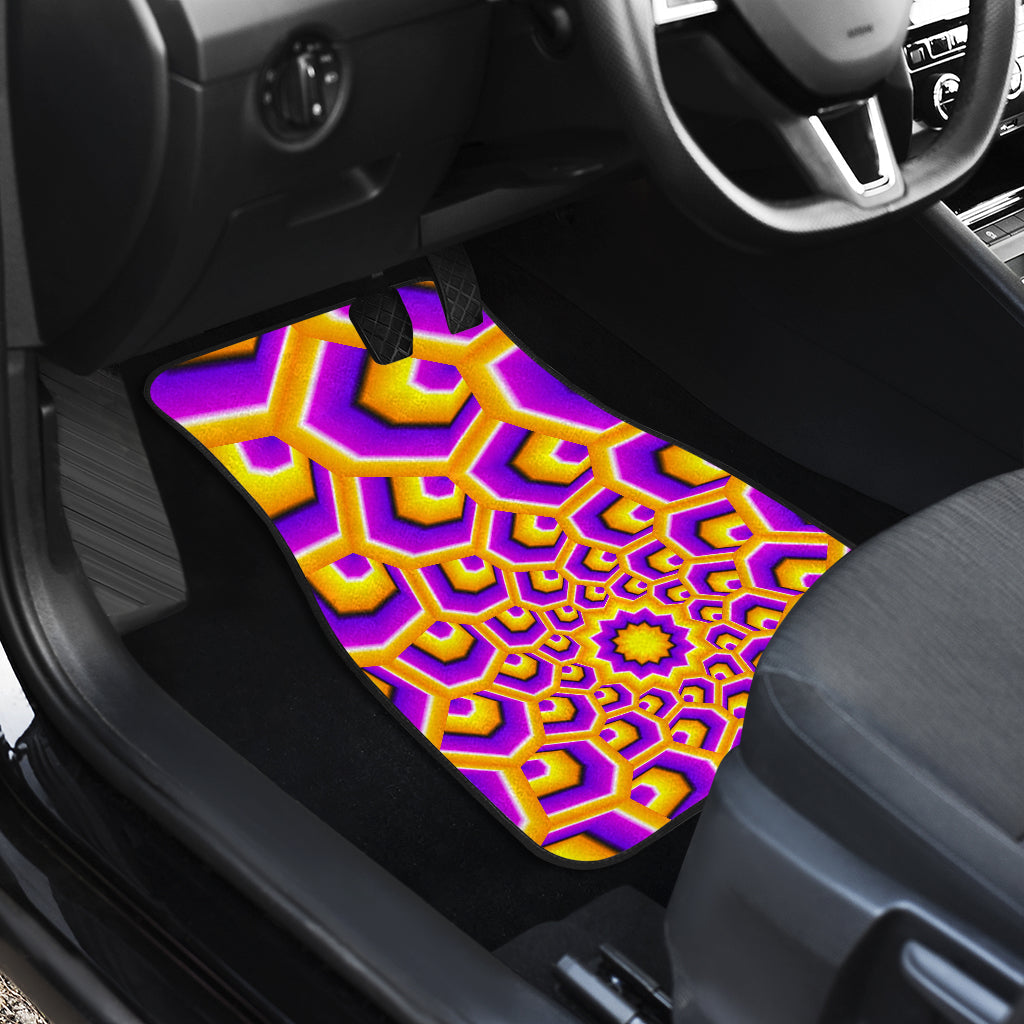 Yellow Hive Moving Optical Illusion Front And Back Car Floor Mats/ Front Car Mat