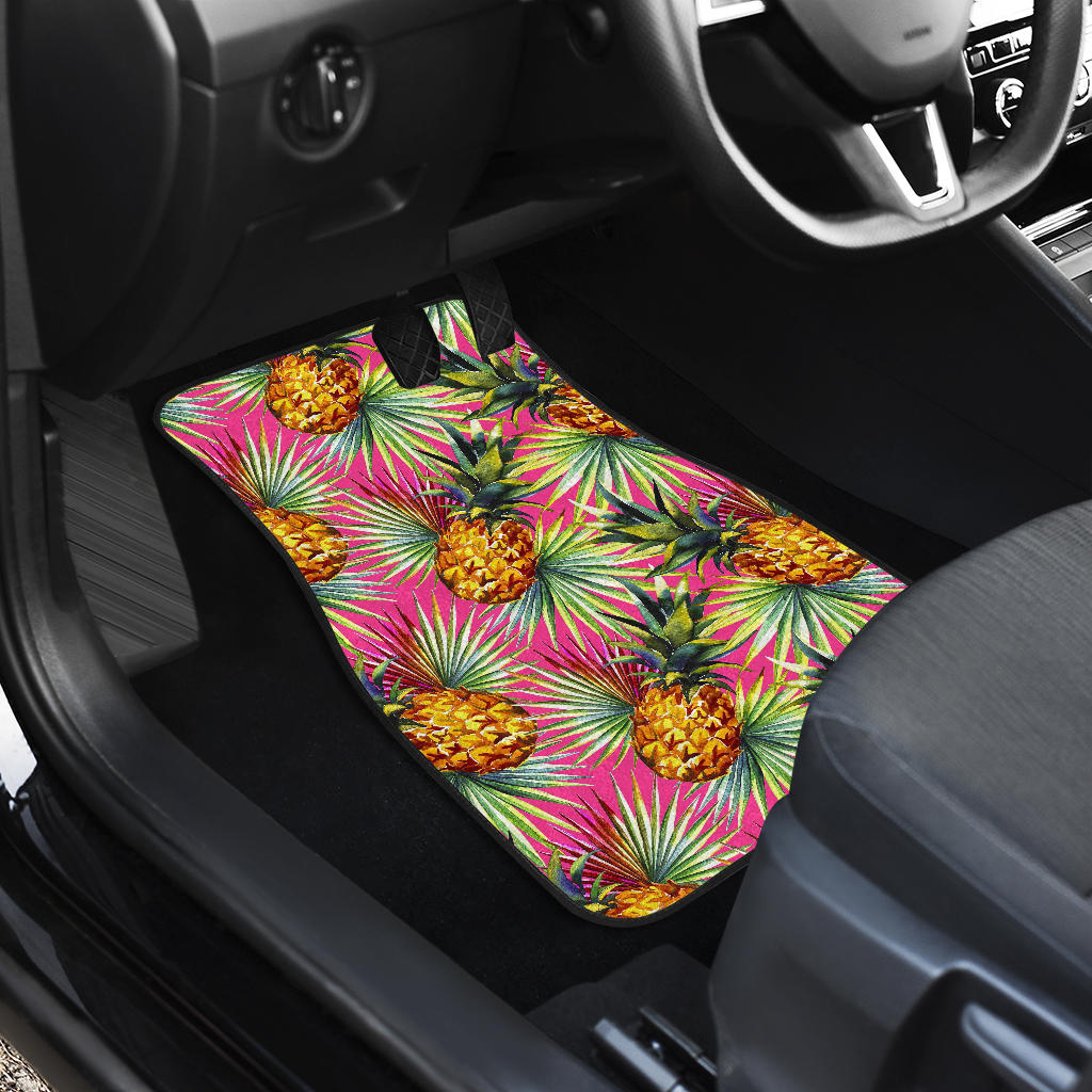 Pink Watercolor Pineapple Pattern Print Front And Back Car Floor Mats/ Front Car Mat