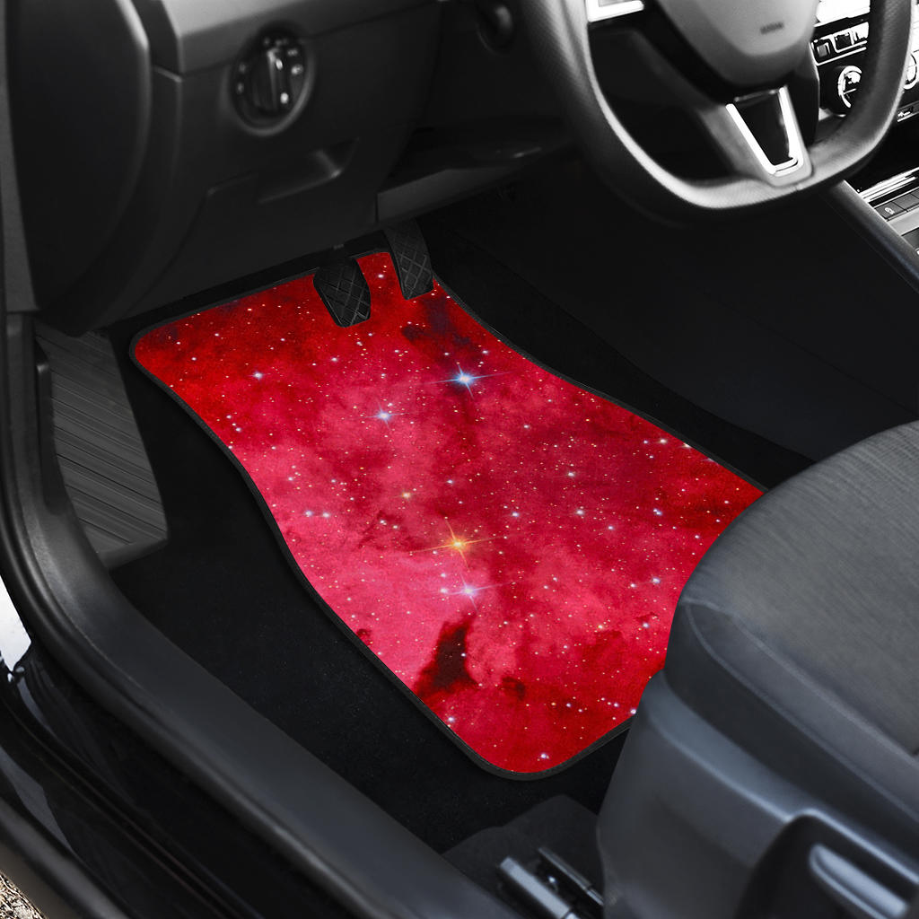 Red Galaxy Space Cloud Print Front And Back Car Floor Mats/ Front Car Mat