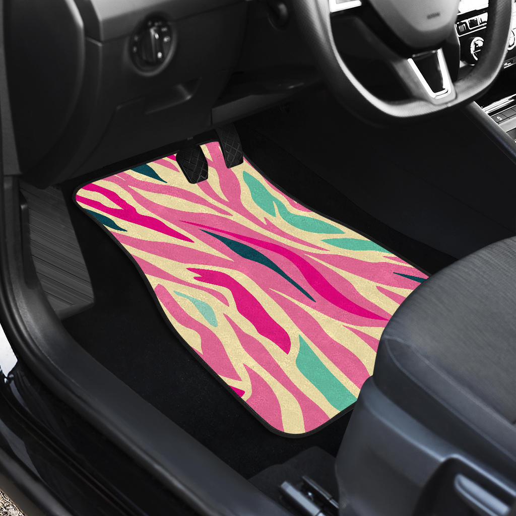 Pastel Zebra Pattern Print Front And Back Car Floor Mats/ Front Car Mat