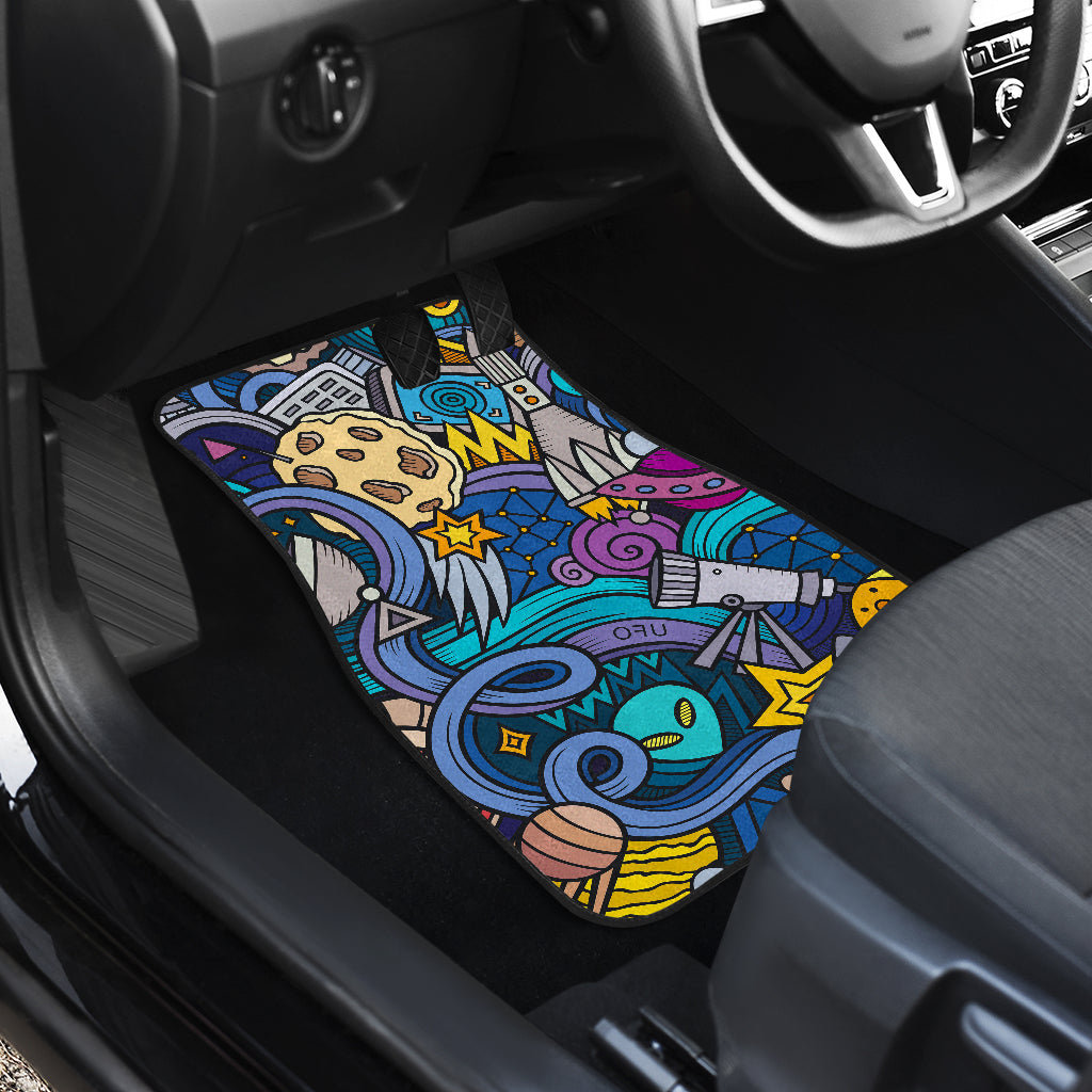 Abstract Cartoon Galaxy Space Print Front And Back Car Floor Mats/ Front Car Mat