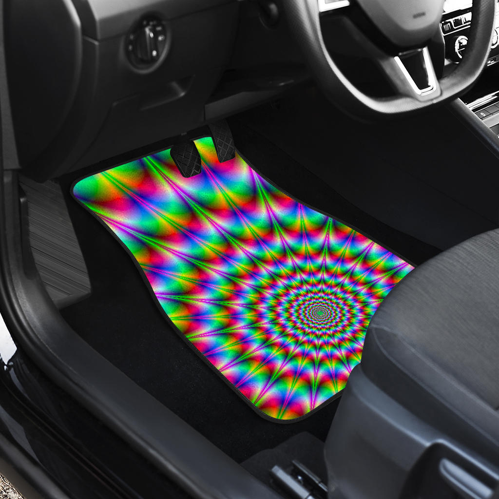 Spiky Psychedelic Optical Illusion Front And Back Car Floor Mats/ Front Car Mat