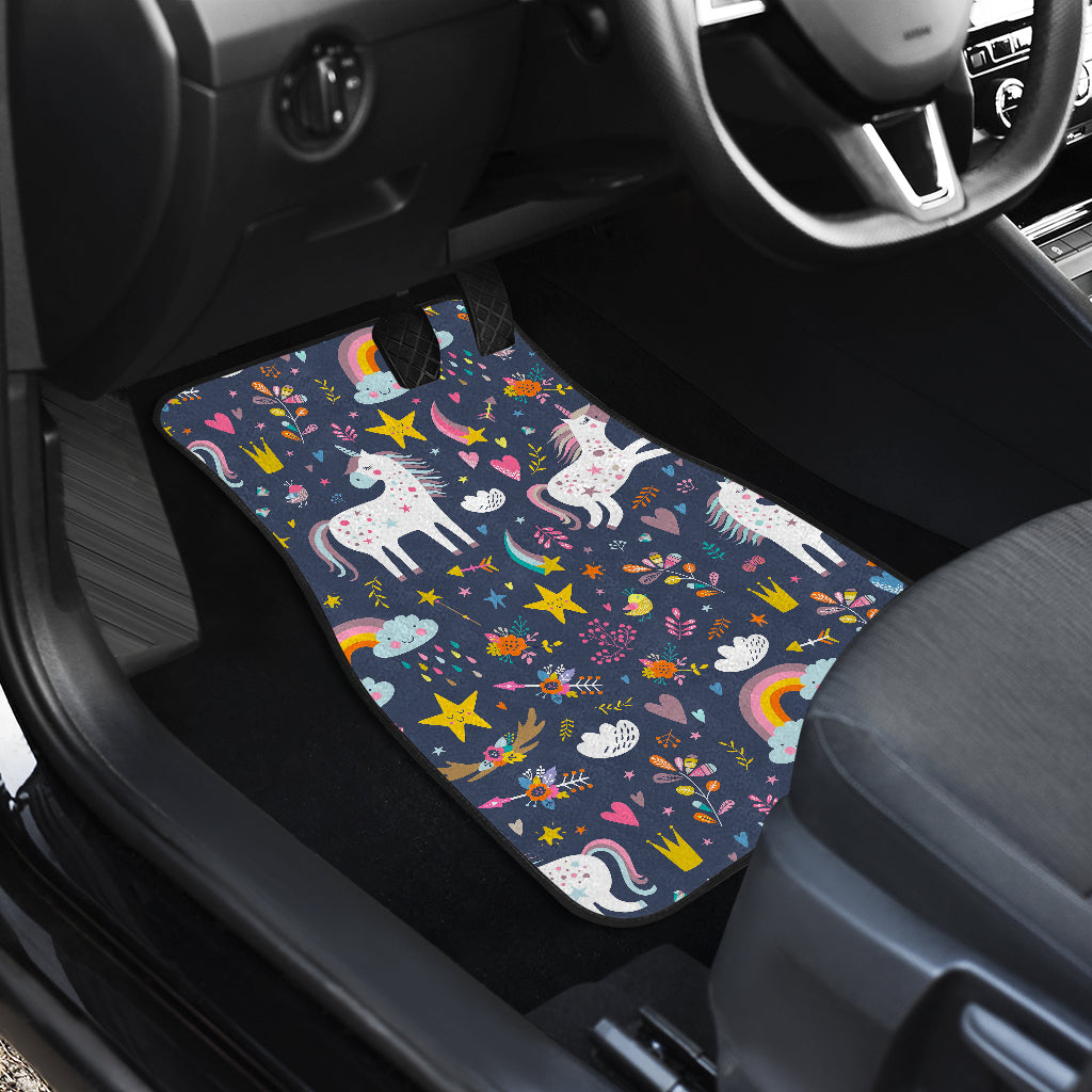 Unicorn Dream Cartoon Pattern Print Front And Back Car Floor Mats/ Front Car Mat